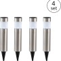 4er Set Globo LED Solar-Wegeleuchten mit Erdspieß, Edelstahl, Ø 6,5x38cm. Außenleuchte für Garten & Weg.