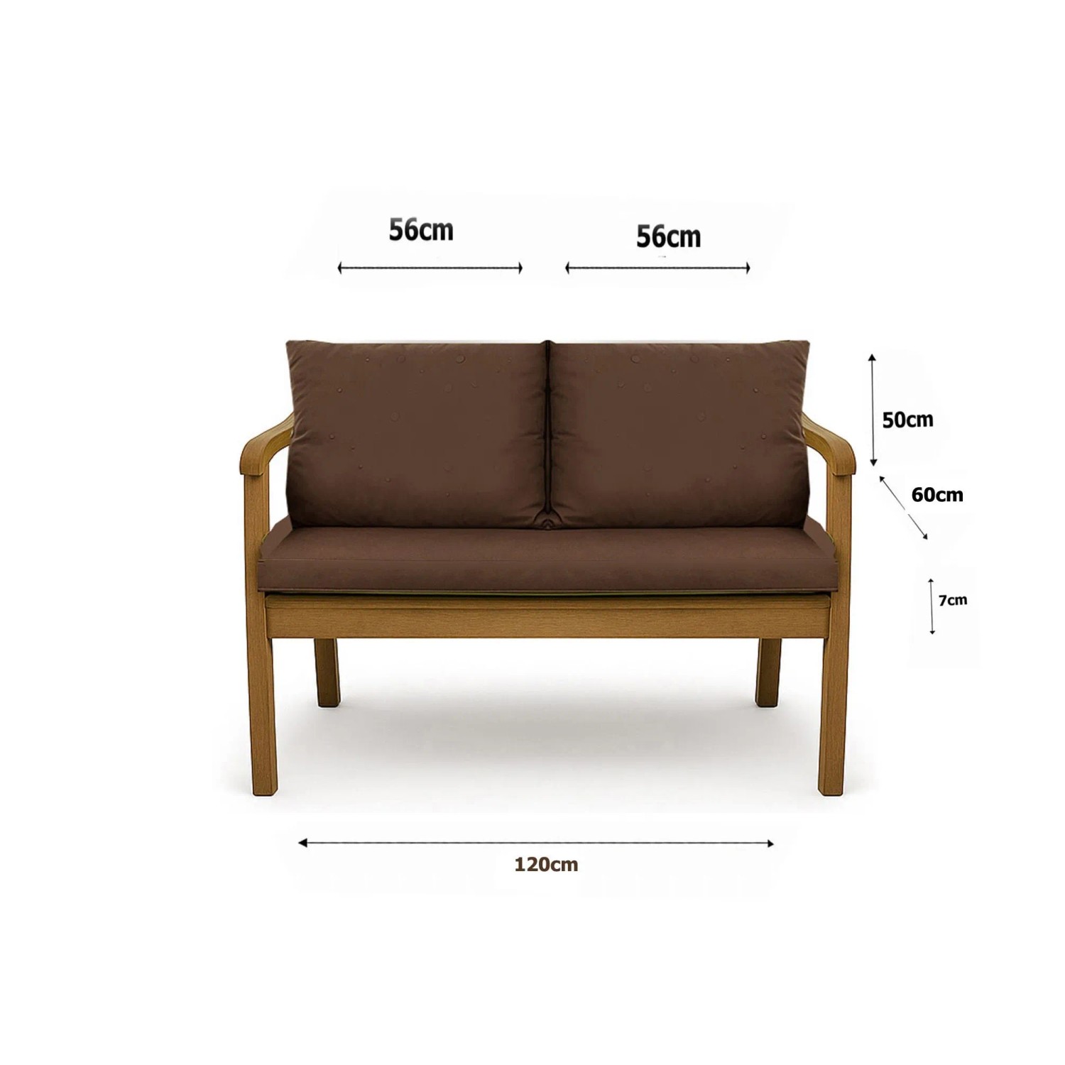 Setgarden  Mix Bench Kissen Outdoor Kissen Bankauflage 120x60+2x50x56cm Kissen Für 2-Sitzer Bänke 1tlg 1tlg Braun_5