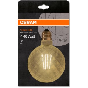 Osram LED-Leuchtmittel E27 Globe, 4W, extra warmes Licht, 16,8x12,5cm. Dekoratives Leuchtmittel für Wohnbereich.