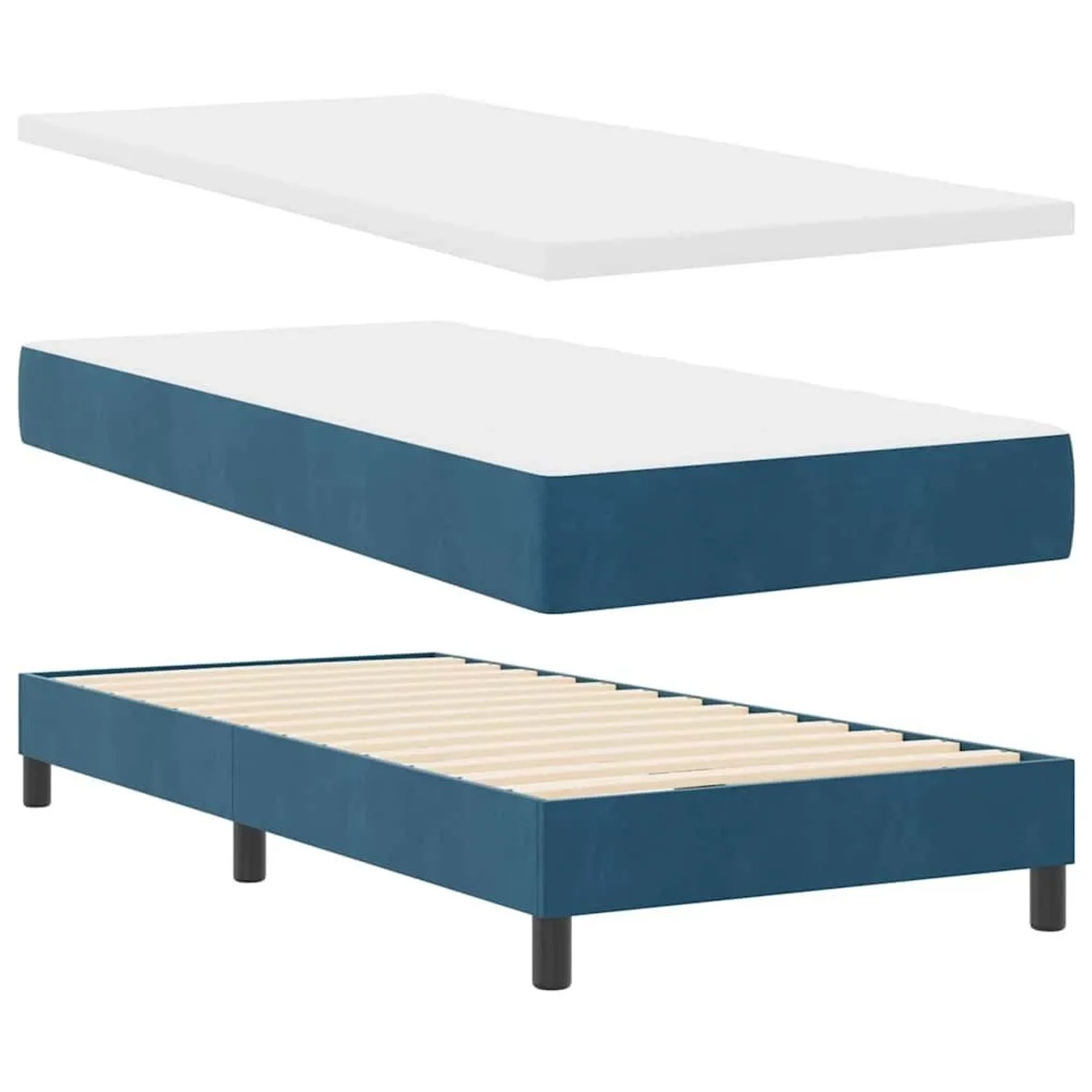 vidaXL Boxspringbett mit Matratze Dunkelblau 190 x 90 cm Polyester 3341502 günstig online kaufen