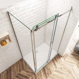Duschparadies Duschkabine 120x90cm Höhe 195cm Schiebetür x Seitenwand 6mm Sicherheitsglas Dusche Duschabtrennung Hochglanz Verchromt