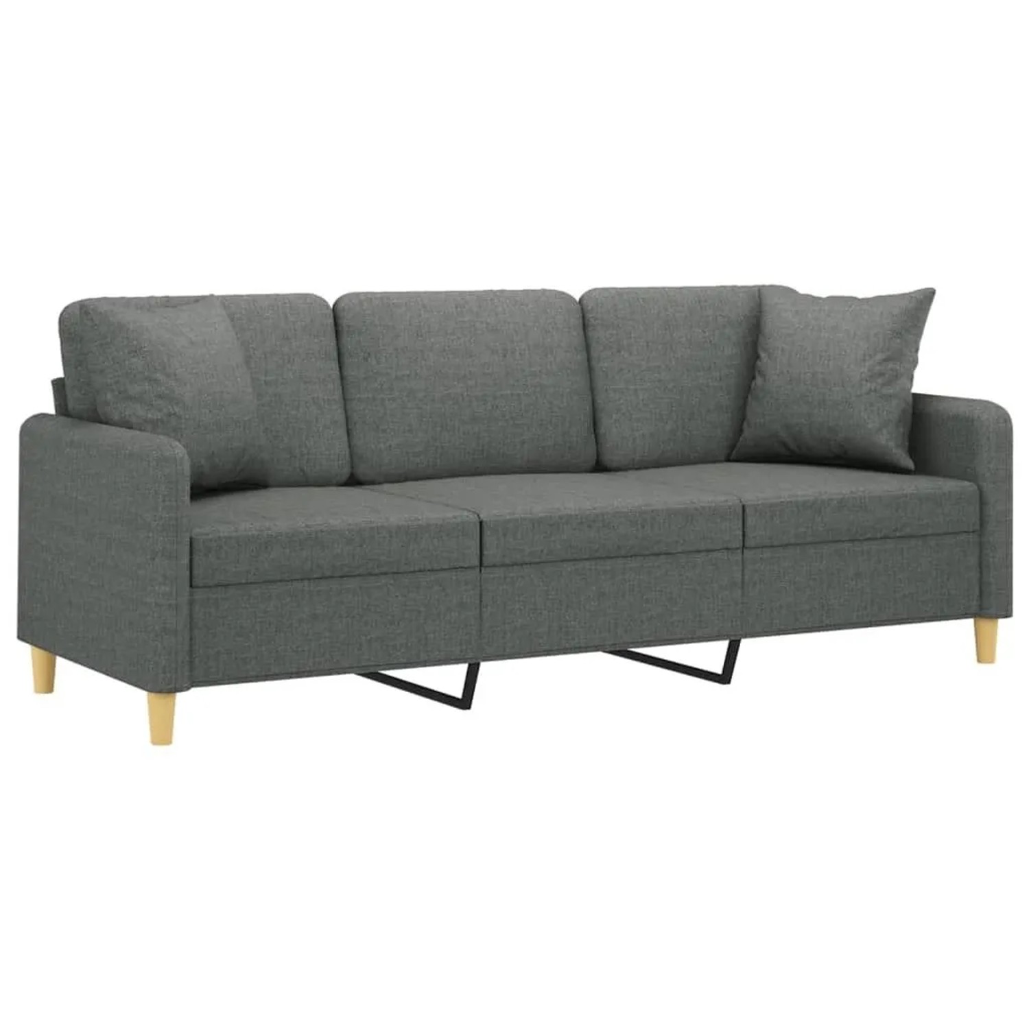 vidaXL 3-Sitzer-Sofa mit Zierkissen Dunkelgrau 180 cm Stoff 3200918