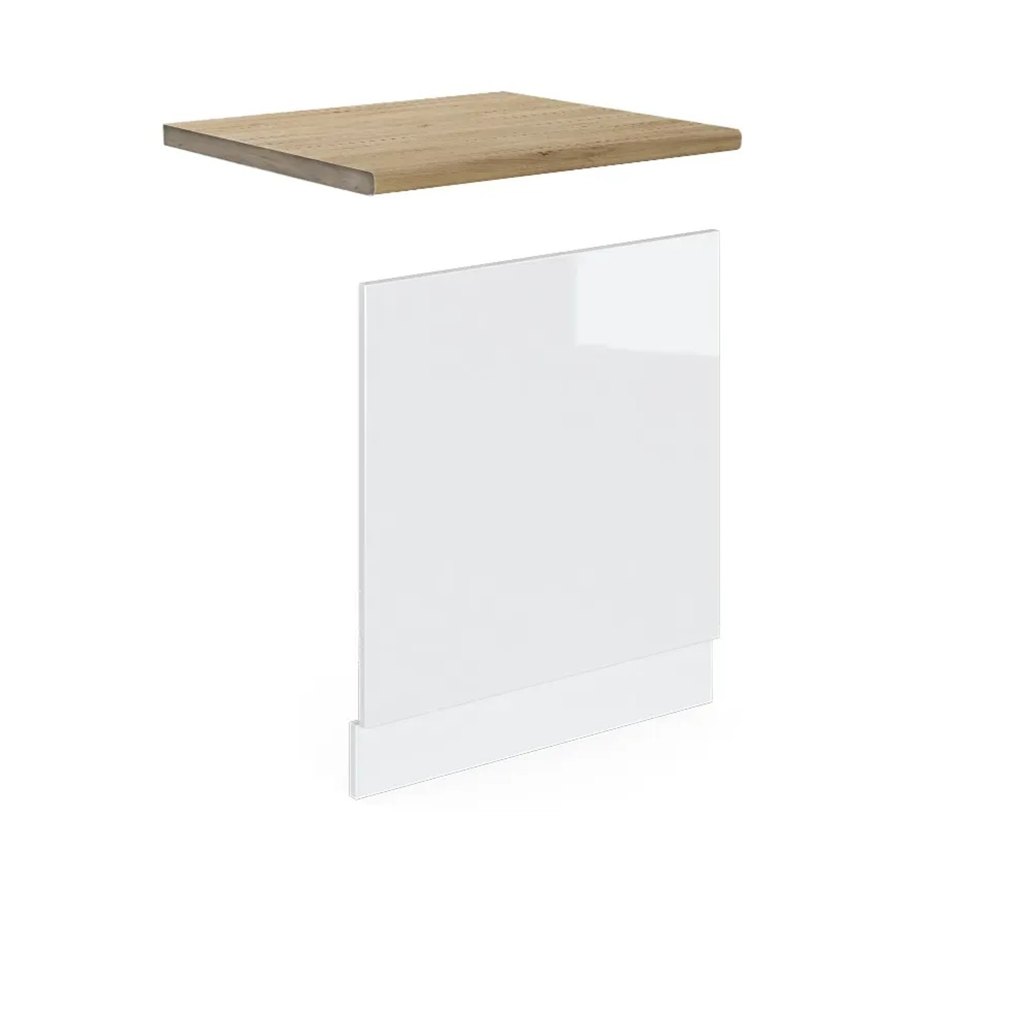 Vicco Frontblende R-Line Geschirrspüler Fronttür Weiß Hochglanz/Weiß 60 cm AP Eiche
