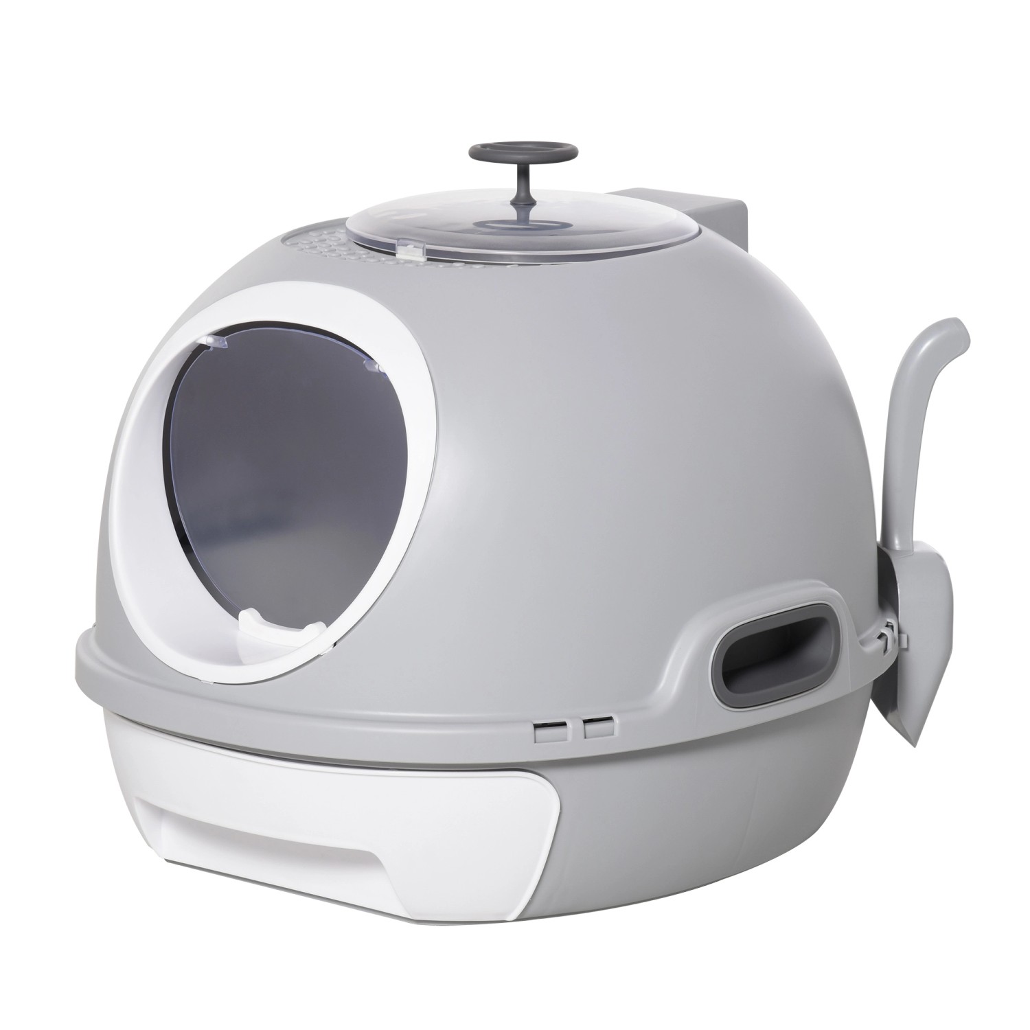 PawHut Katzentoilette mit Dachfenster Bodenschale Schaufel günstig online kaufen