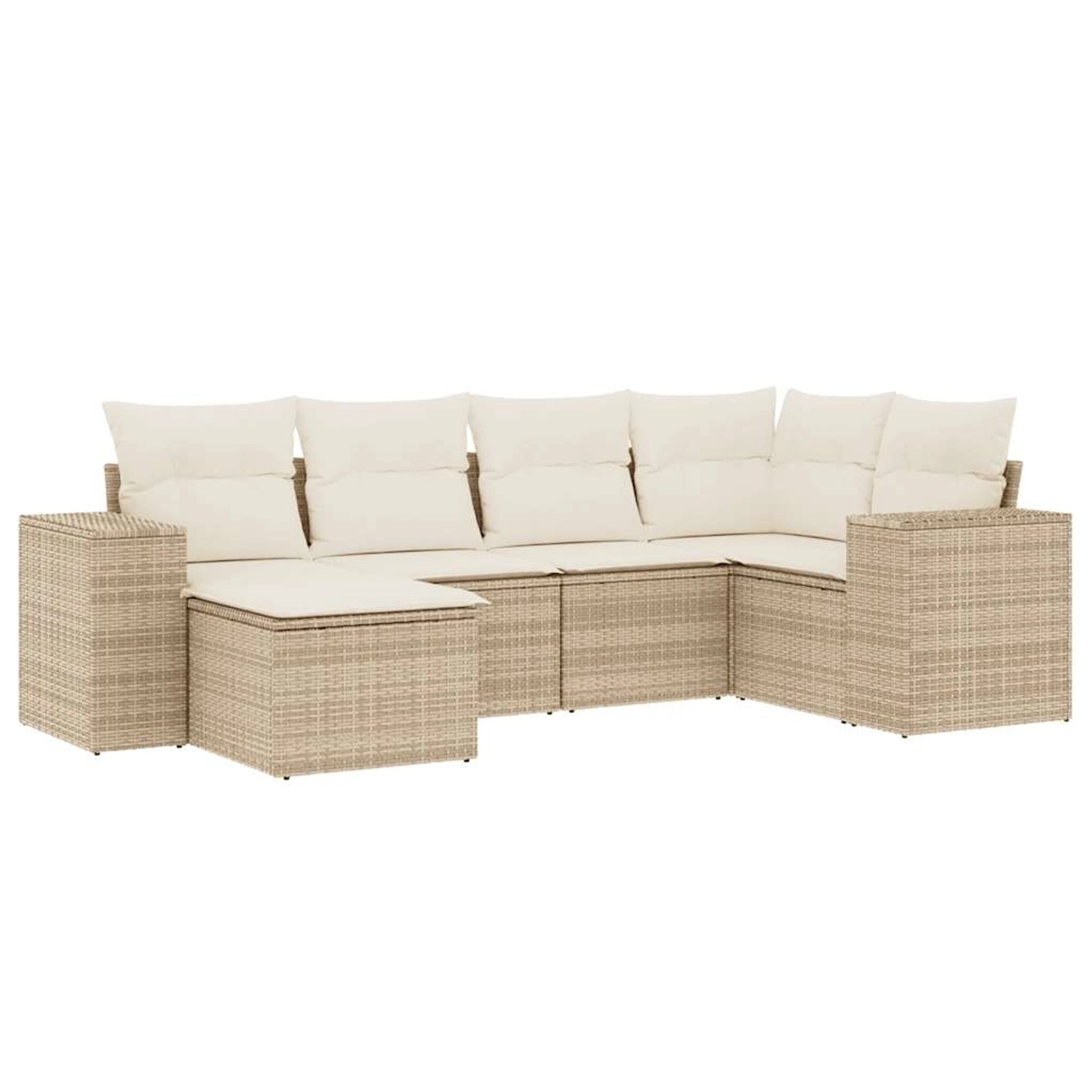 vidaXL 6-Tlg Garten-Sofagarnitur mit Kissen Beige Poly Rattan 3222857 günstig online kaufen