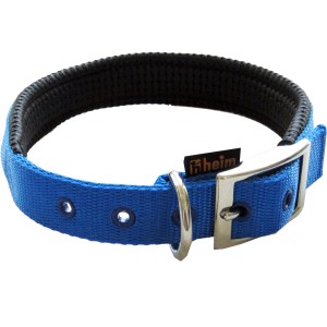 Blaues Heim Hundehalsband, Gurtband mit weicher Fütterung, 18 mm breit, 45 cm lang.