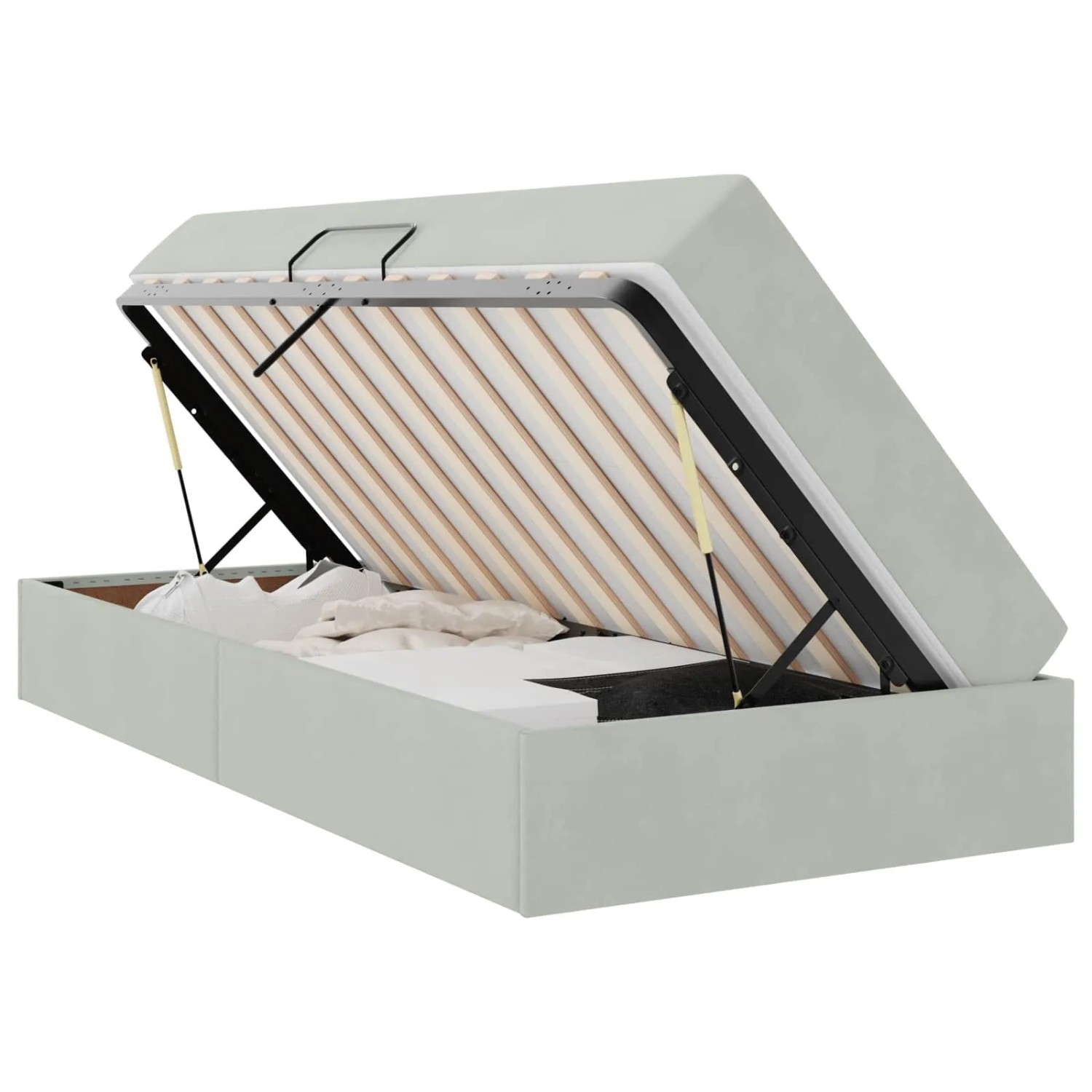 vidaXL Aufbewahrungsbett mit Matratze Hellgrau 90 x 200 cm Samt 3399694