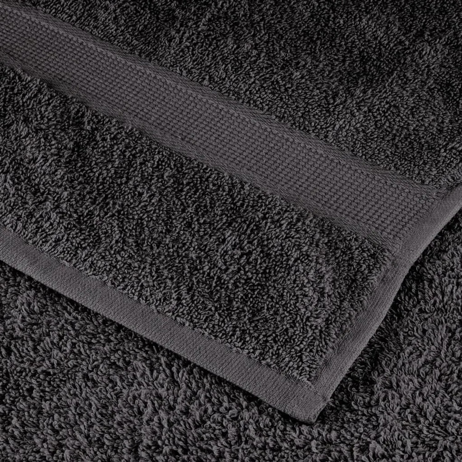Nahaufnahme: Anthrazitfarbene Gästetücher (2 Stk.) aus Baumwolle, 30x50 cm, 600 g/m².