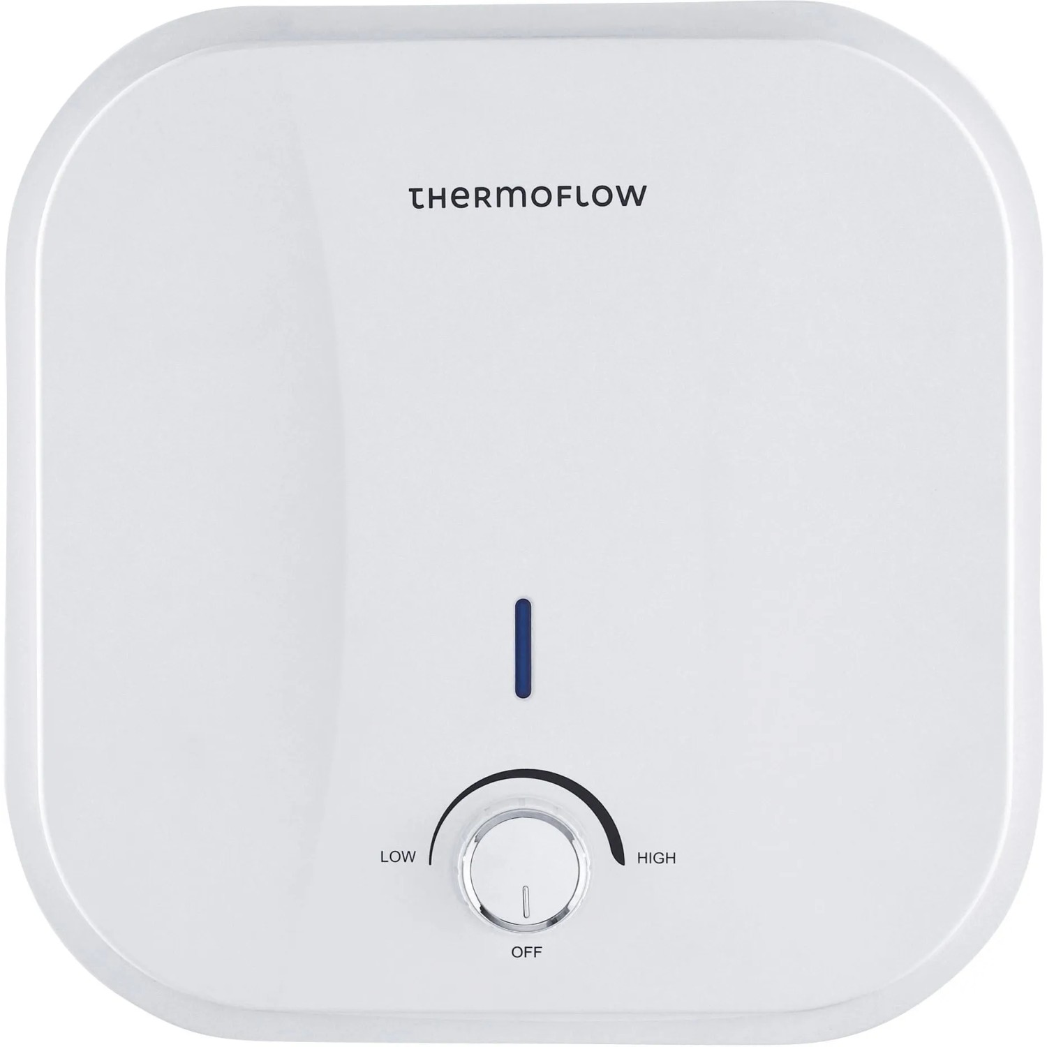 Thermoflow Untertischspeicher 10L mit Armatur: Weißer Warmwasserspeicher mit Temperaturregler.