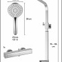 Abbildung des verchromten baliv Überkopfbrausesets KBS-30.110 mit Hand- und Kopfbrause, Thermostat und Brauseschlauch.