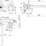 Technische Zeichnung: Ideal Standard Connect Air Wand-Waschtischarmatur, Ausladung 22,5cm, Magnetic Grey.