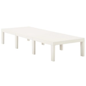 Weiße Furnicato Sonnenliege aus Kunststoff, ideal für Garten und Terrasse.