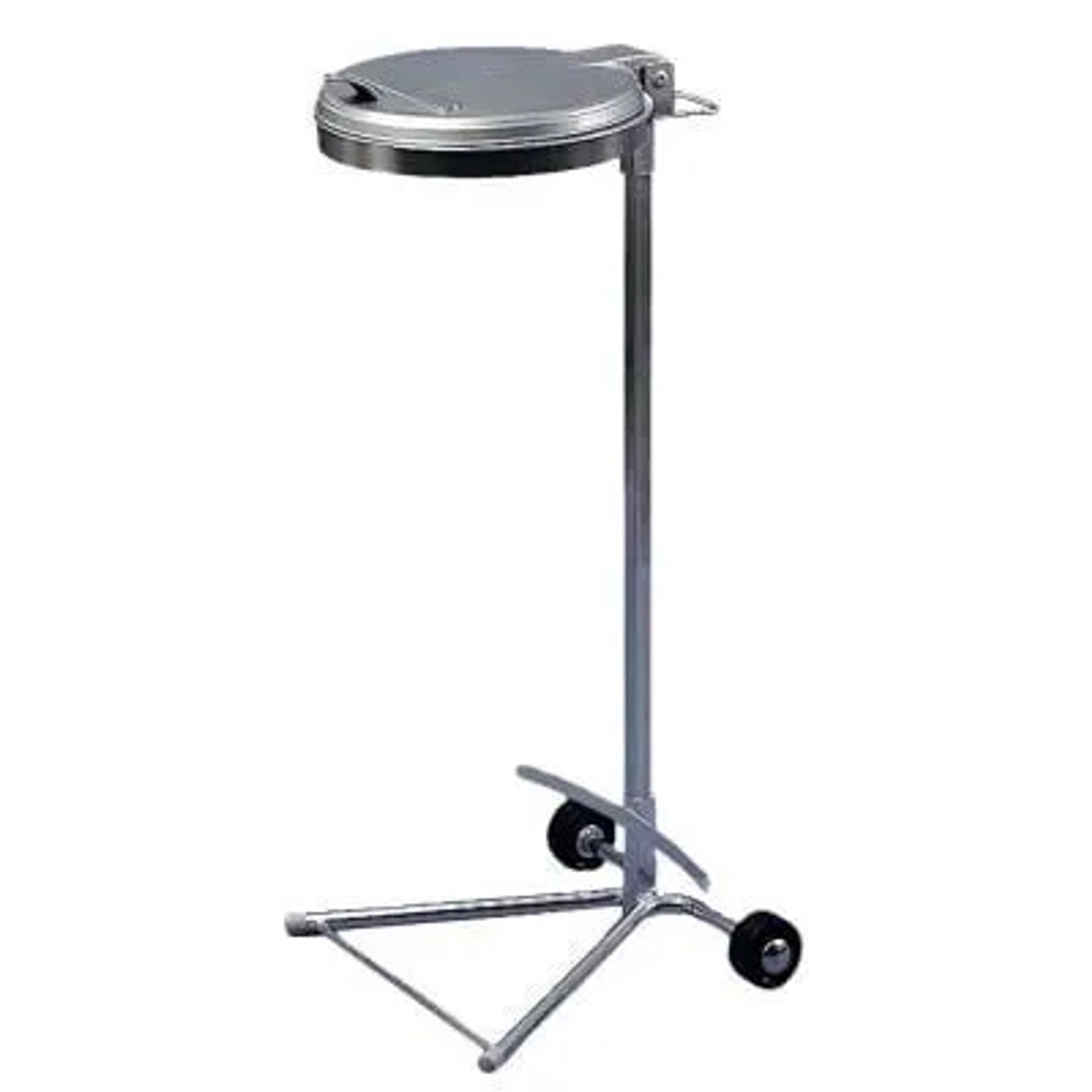 PROREGAL Robuster Einzel Abfallsammler Mit Kunststoff Deckel Mit Standfuß 2 Rollen 35 cm Einwurföffnung HxBxT 98 x 45 x 37,5 cm Stahl Verzinkt Silber