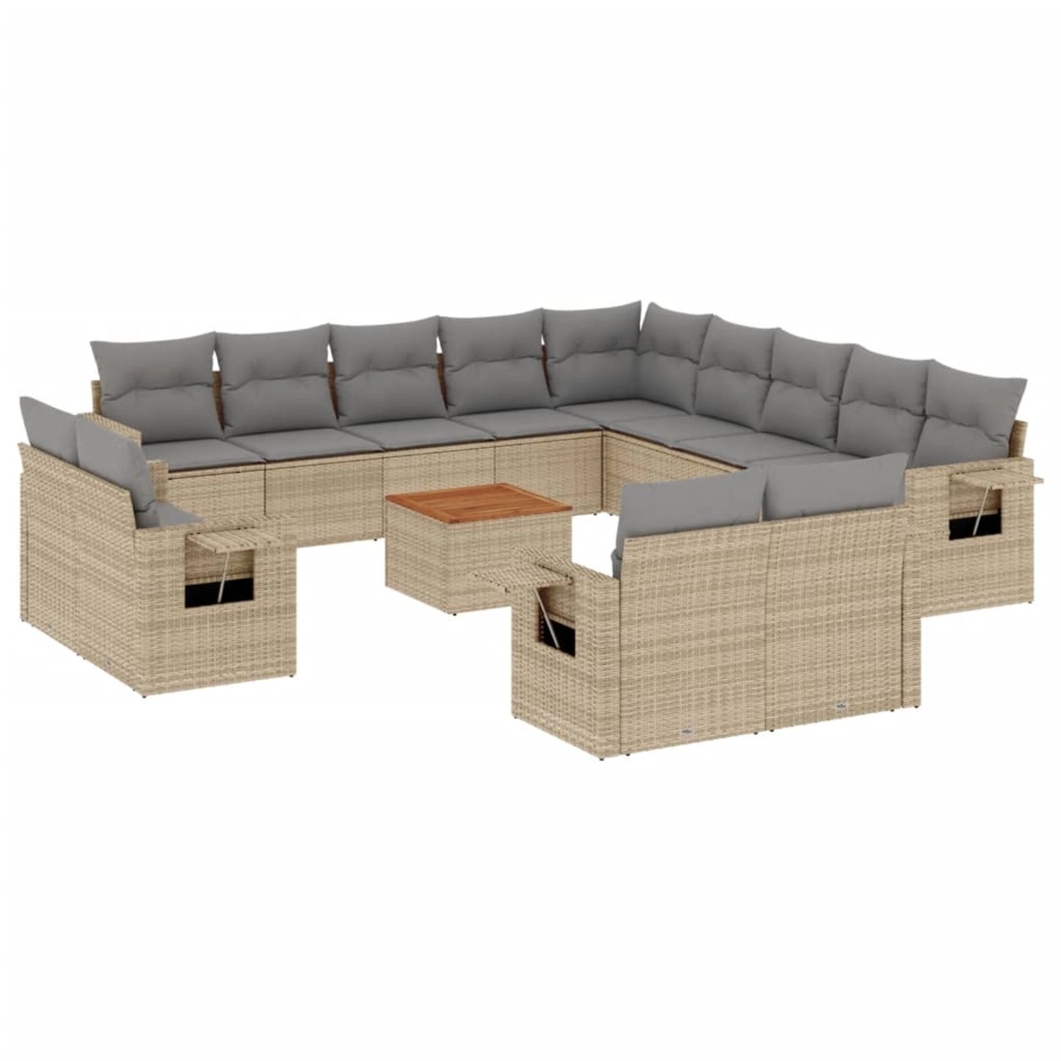 vidaXL 14-Tlg Garten-Sofagarnitur mit Kissen Beige Poly Rattan 3257172 günstig online kaufen