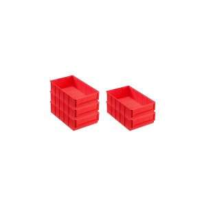 PROREGAL SparSet: 5 rote Industrieboxen (3,4L) aus Kunststoff, stapelbar für Aufbewahrungssysteme.