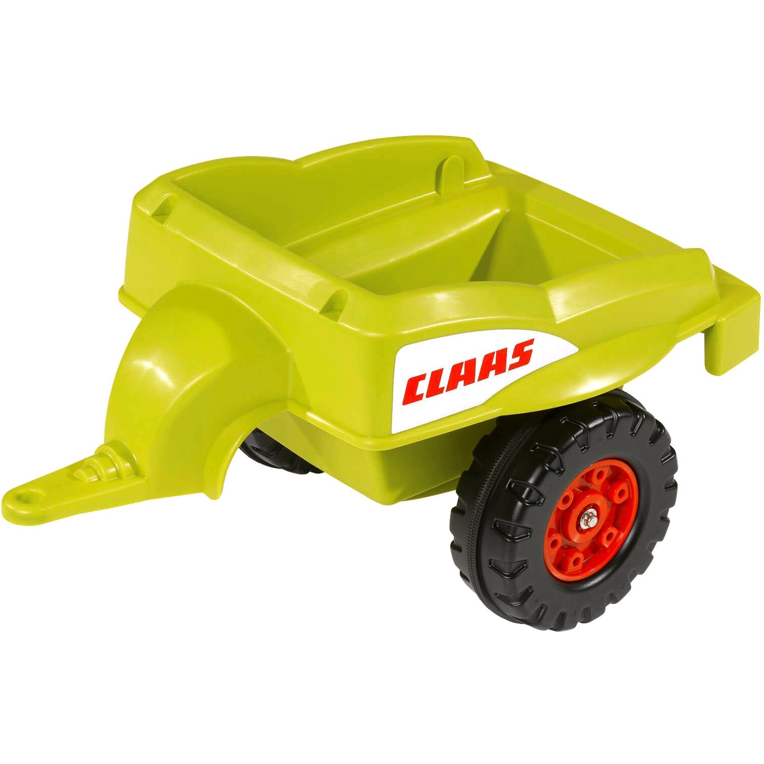 Grüner Claas Celtis Anhänger für BIG Loader Trettraktor, Detailansicht.