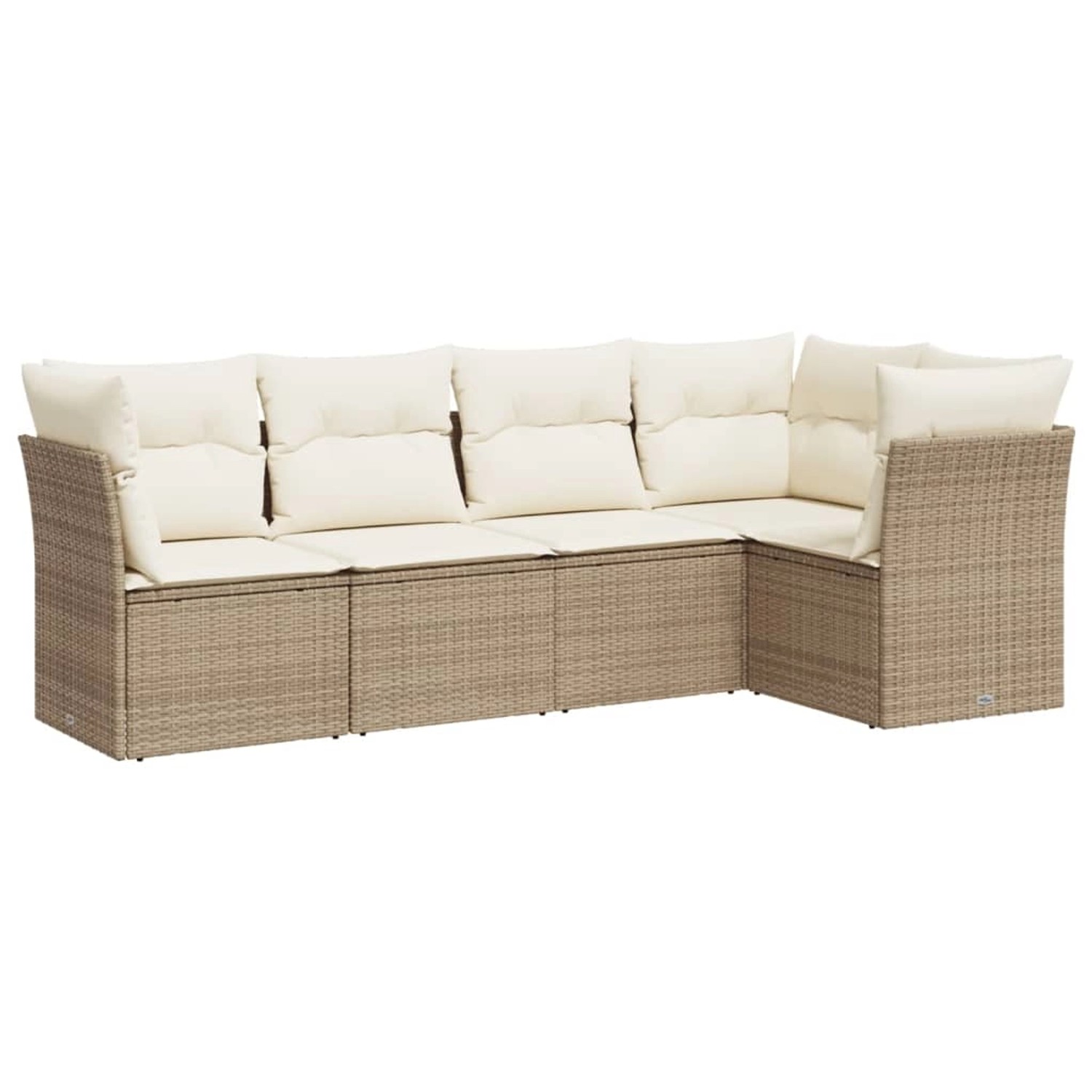vidaXL 5-Tlg Garten-Sofagarnitur mit Kissen Beige Poly Rattan 3217598 günstig online kaufen