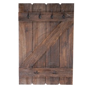 BERLINLODGE Wandgarderobe 91x60x10cm 6 Haken Braun Shabby