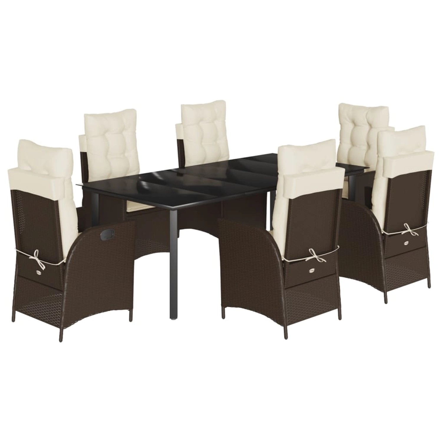 vidaXL 7-Tlg Garten-Essgruppe mit Kissen Braun Poly Rattan 3213211 günstig online kaufen