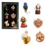 Krebs Glas Lauscha Oktoberfest Baumschmuck Mini-Set: 6 bunte Glasornamente (Dirndl, Lederhose, Brezel, Bierkrug, Herz, Enzian).