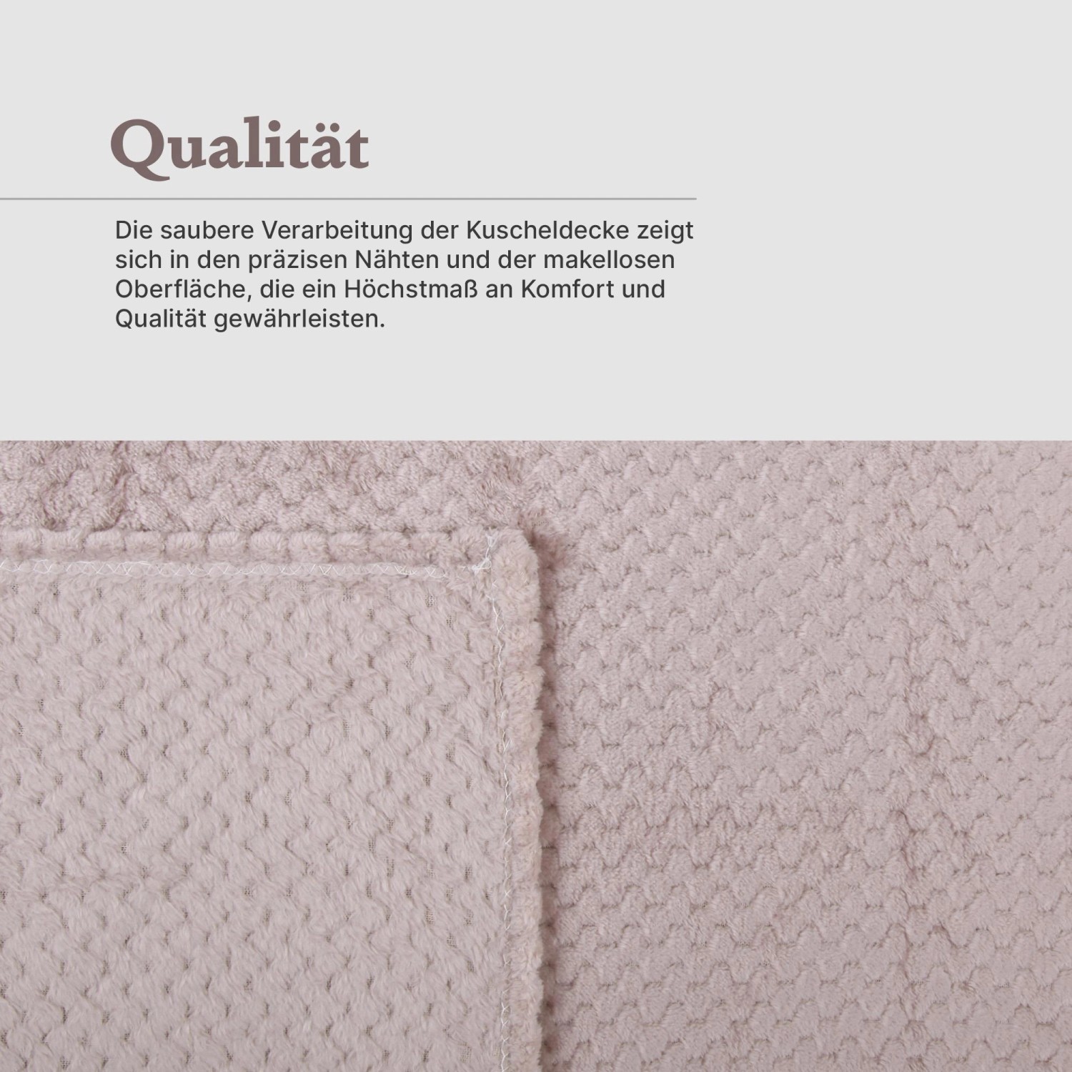 Bestgoodies Kuscheldecke, 150x200 cm, Cashmere Touch Popcorn Sandgrau, Detailaufnahme der Textur.