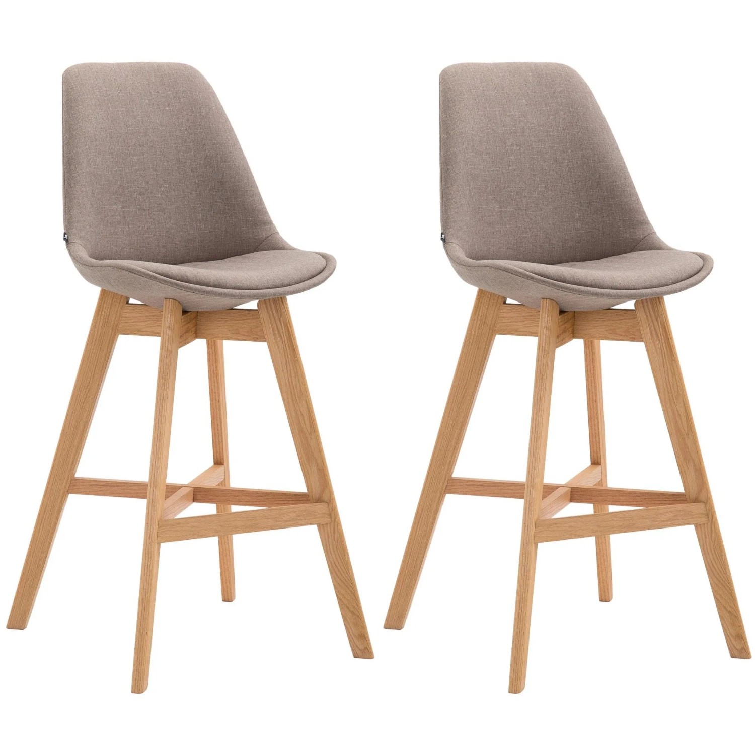 DELUKE 2er Set Barhocker DUMIR Stoff Taupe 48x56x112cm Barstuhl Mit Lehne Tresenhocker Tresenstuhl