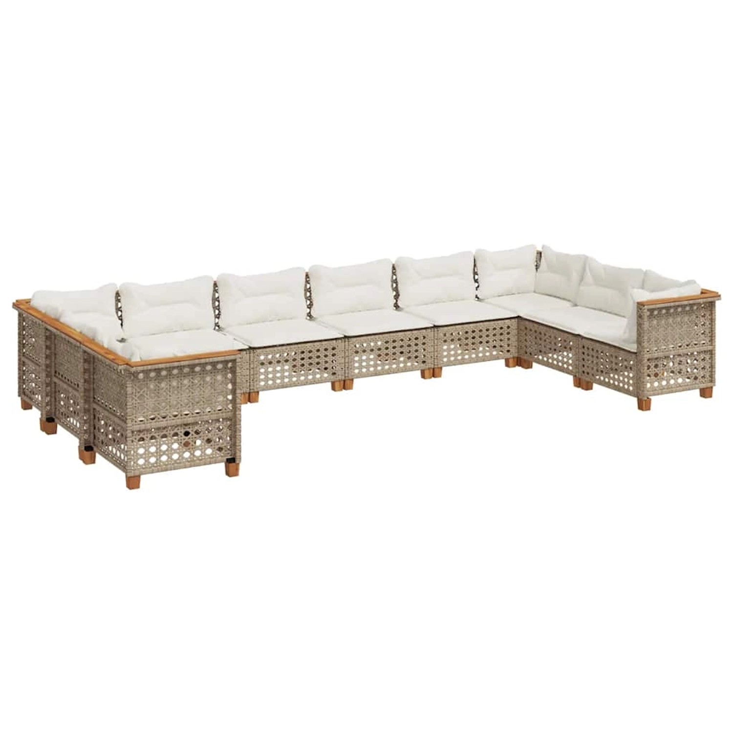 vidaXL 10-Tlg Garten-Sofagarnitur mit Kissen Beige Poly Rattan 3262024 günstig online kaufen