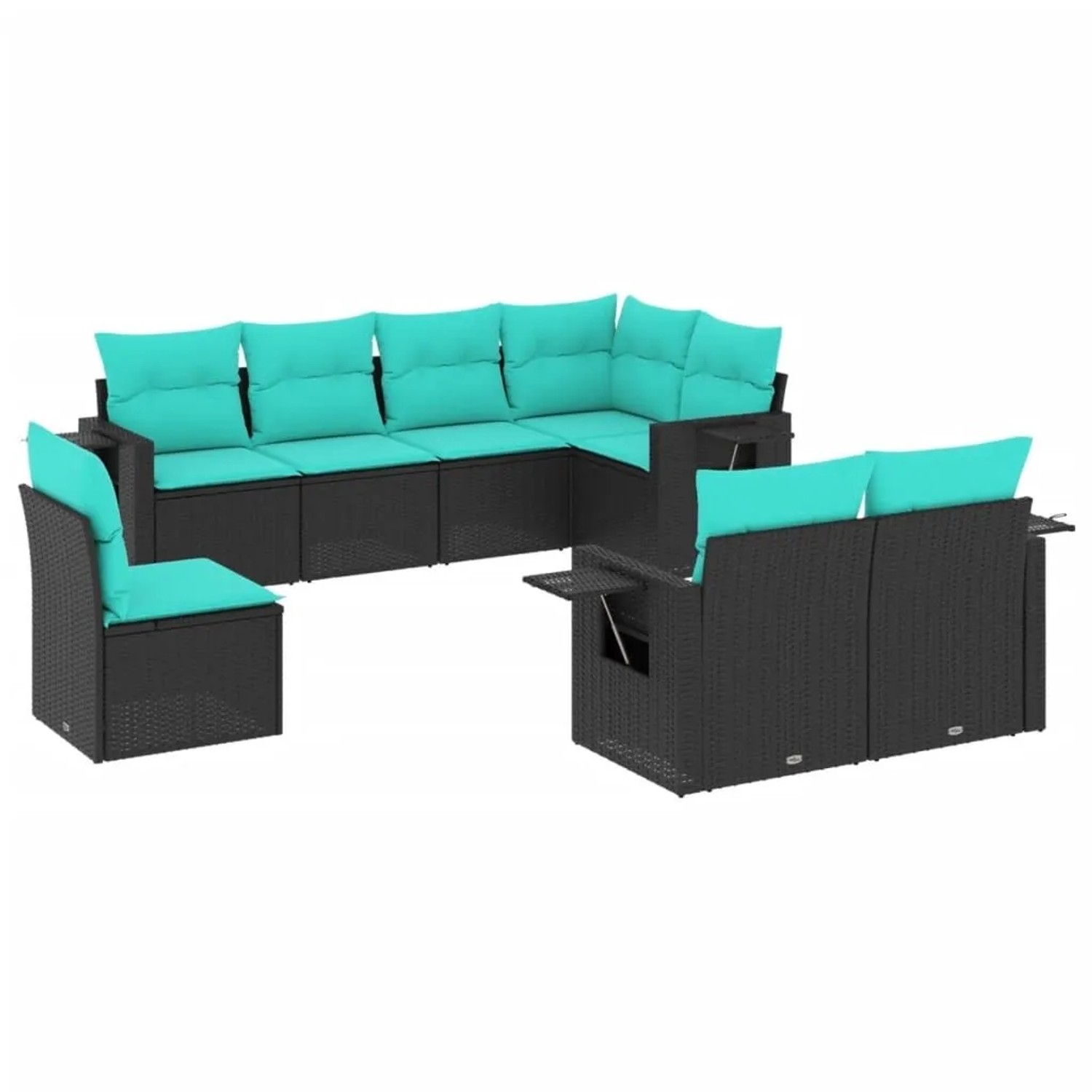 vidaXL 8-Tlg Gartensofa-Set mit Kissen Schwarz Polyrattan 3220436 günstig online kaufen