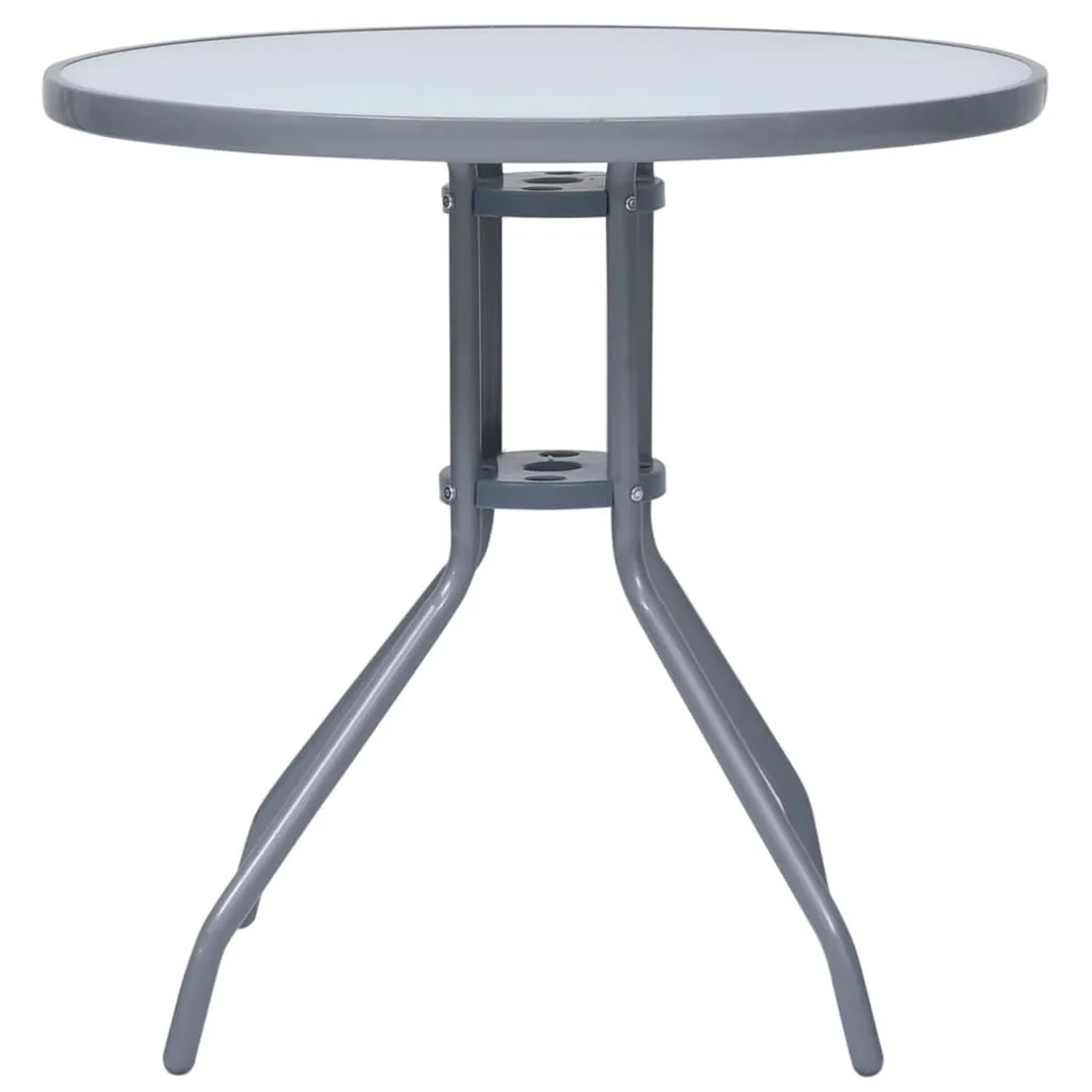 Furnicato Gartentisch Hellgrau 80 Cm Stahl Und Glas