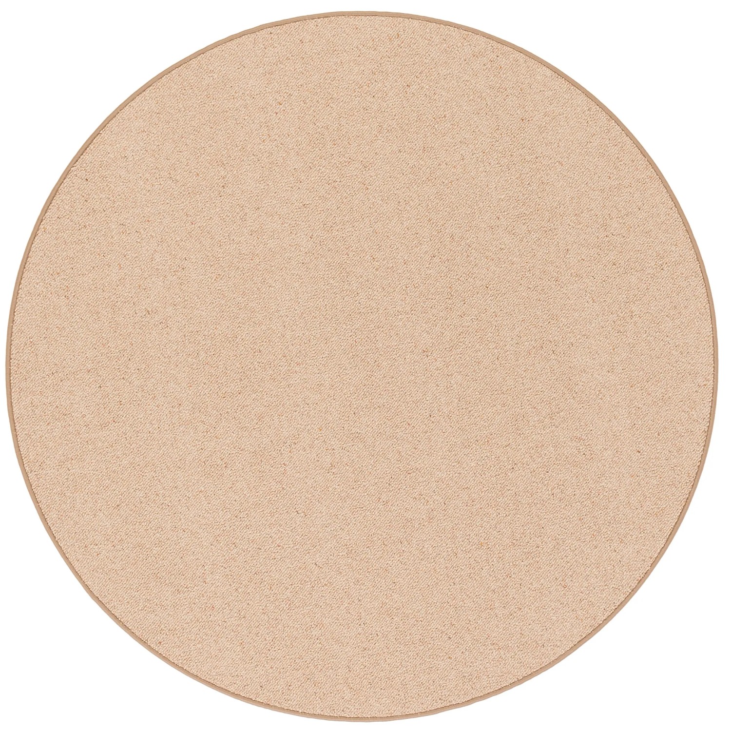 Runder Snapstyle Natur Teppich aus Wolle, Berber-Stil, Farbe Karamell, Durchmesser 100cm.