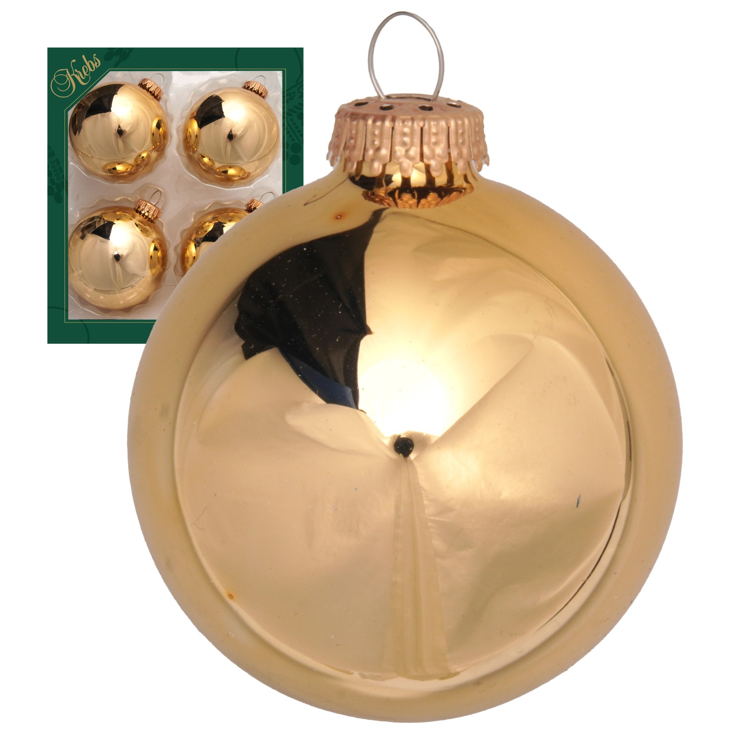 Krebs Glas Lauscha Weihnachtskugeln Gold Glanz Uni 4er-Set 8cm