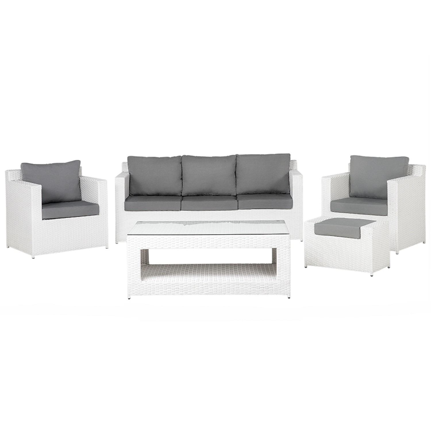 Beliani Lounge Set ROMA Weiss Grau 66x180x74