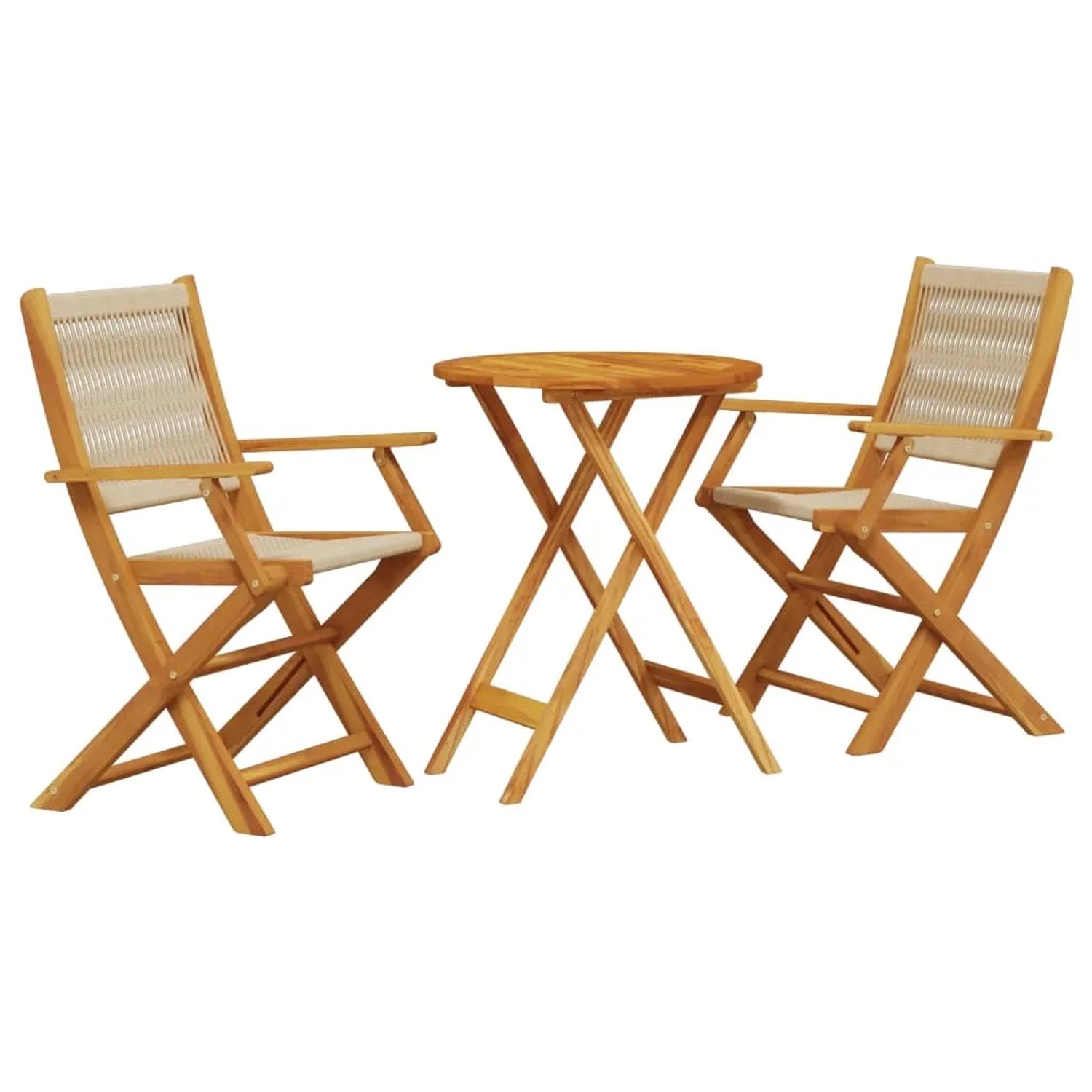vidaXL 3-tlg Bistro-Set Beige Polypropylen und Massivholz Modell 6