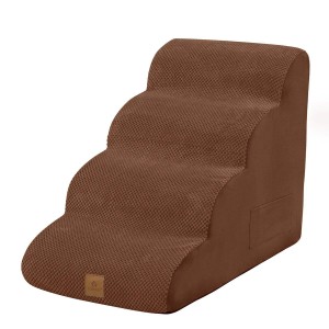 Costway Hundetreppe 4 Stufen Rutschfeste Aus Schaumstoff Braun