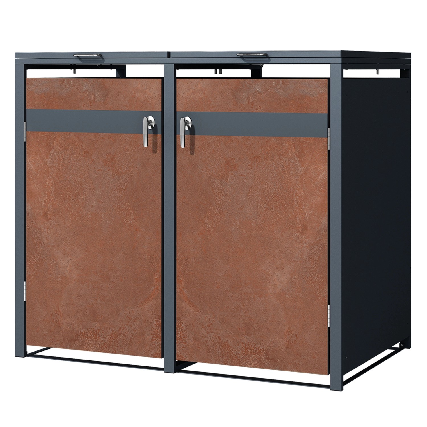 ML-Design Mülltonnenbox 2Er 240L 132x80x116,3cm Anthrazit-Rostoptik Abschli günstig online kaufen
