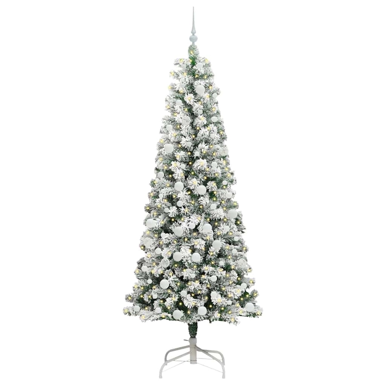 vidaXL Künstlicher Klappbarer Weihnachtsbaum Grün und Weiß 210 cm 3395607