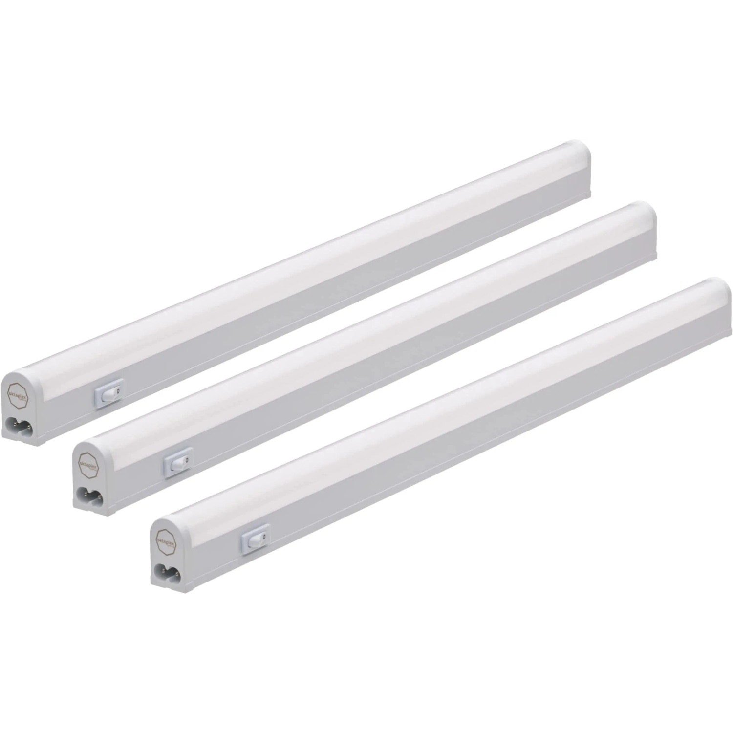 Oktaplex Riga 3er Set LED-Unterschrankleuchte Warmweiß 3000K 54 cm 9W Unterbauleuchte für Küche und Regal mit Schalter
