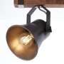 Brilliant Spotbalken Plow, 2-flammig, schwarz, aus Stahl mit Holz, Innenansicht mit Leuchtmittel.