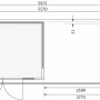 Grundriss Karibu Holz-Gartenhaus Sölve Terragrau, Maße und Türposition.