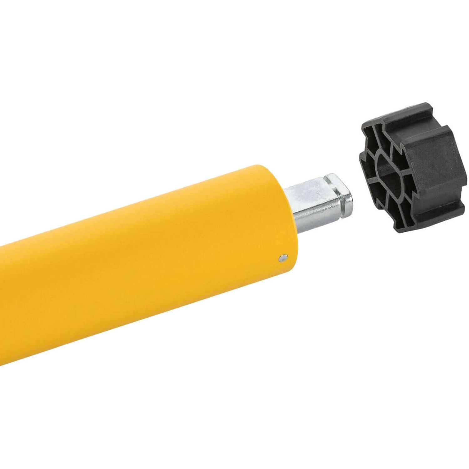 Schellenberg Funk-Rolladenmotor Mini Premium, 6 Nm, gelbes Gehäuse mit schwarzem Adapter.