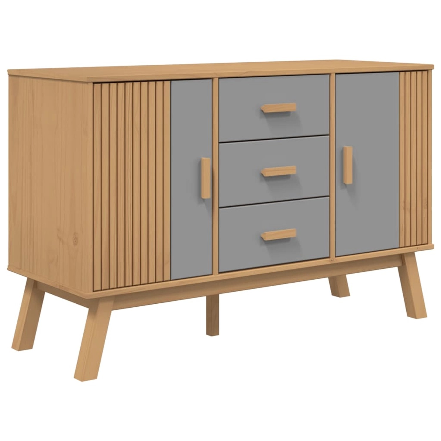 vidaXL Sideboard OLDEN Grau und Braun 114x43x73,5 cm Massivholz Kiefer 3585 günstig online kaufen