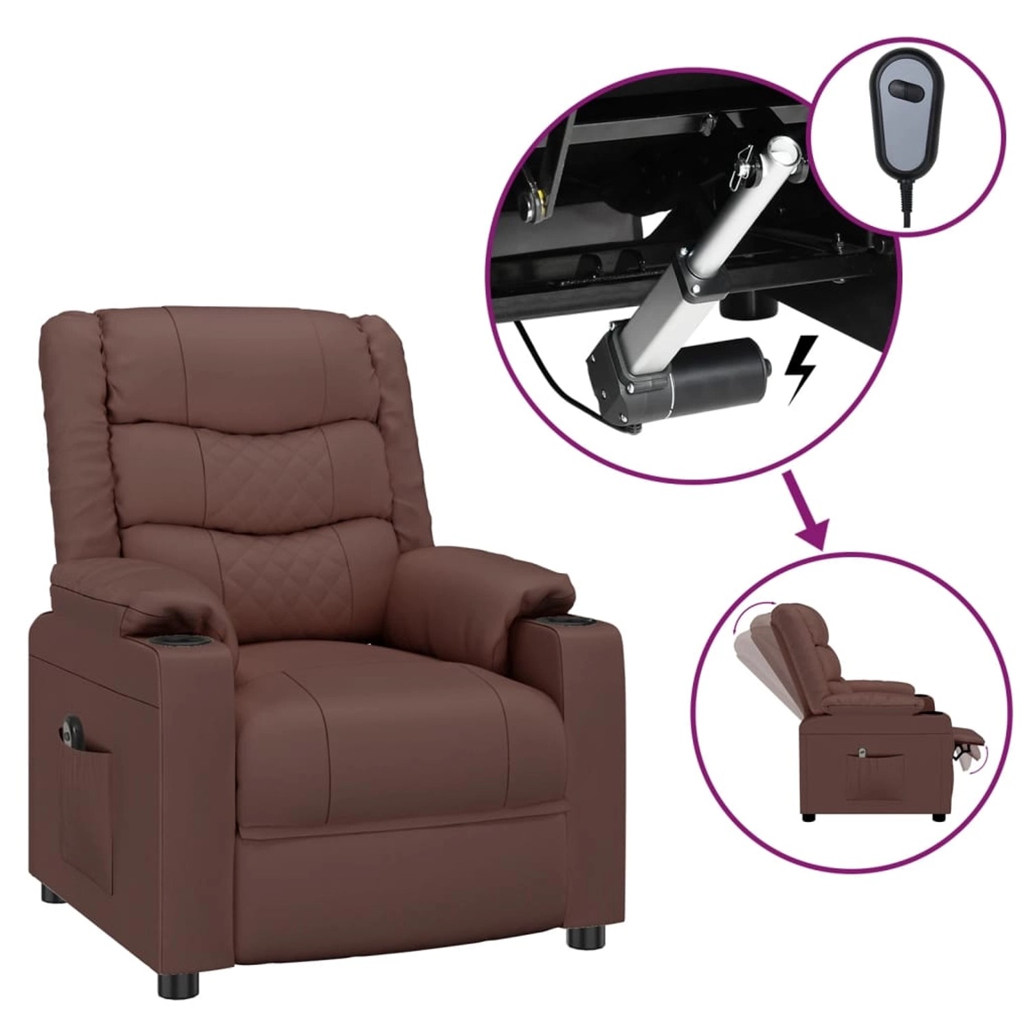 vidaXL Elektrischer Relaxsessel Braun Kunstleder 3143451 günstig online kaufen