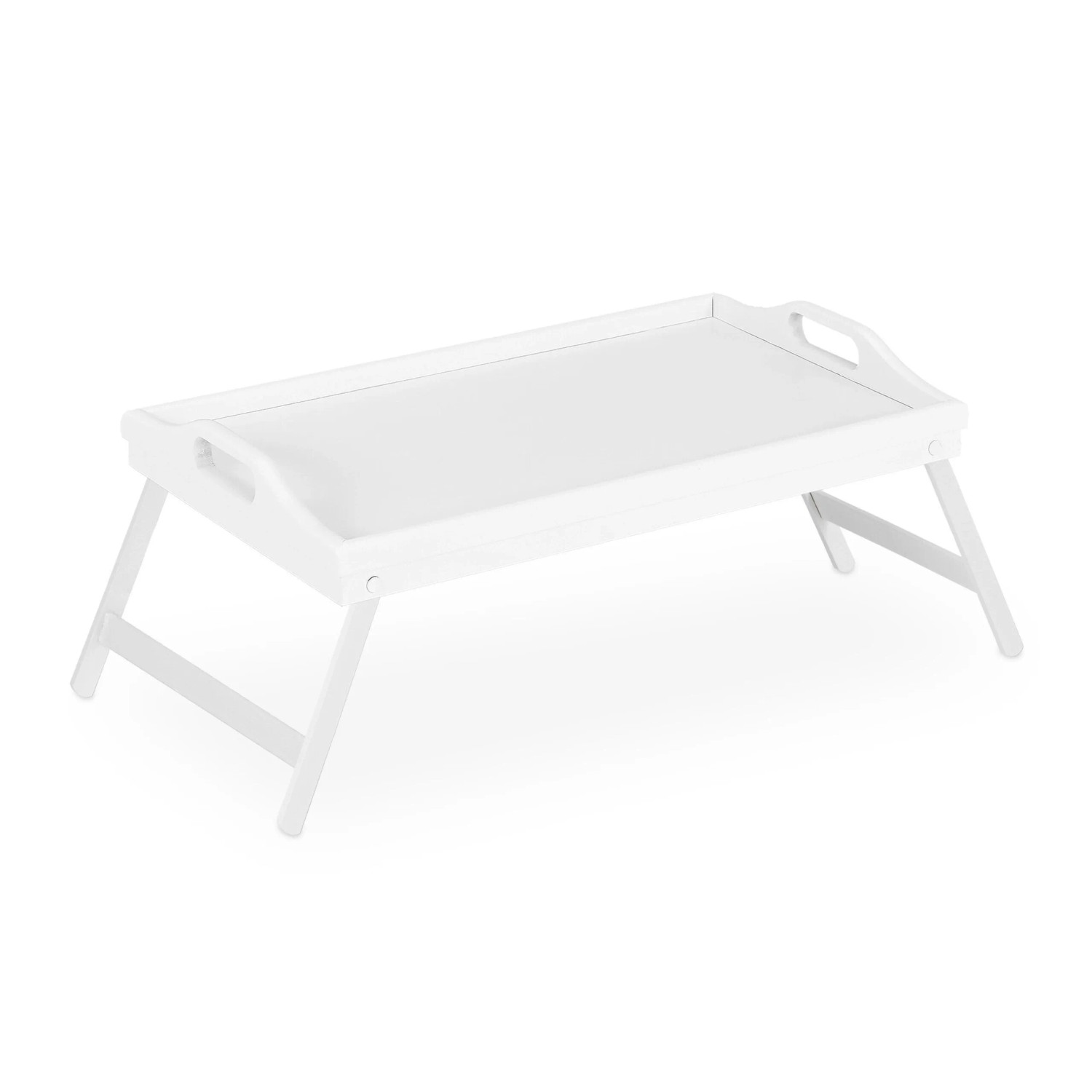 Relaxdays Betttablett Bambus MDF Weiß Klappbar 61,5 cm x 30 cm x 22 cm 0,9 kg