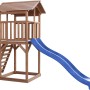 Axi Beach Tower Spielturm aus Holz mit blauer Rutsche, Leiter und Sandkasten.