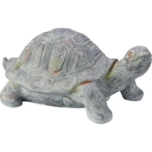 Dekorative, dunkelgraue Schildkröte aus Polyresin für Garten und Haus.
