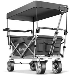 Tectake Bollerwagen Nico Faltbar  Mit Dach Mit Kunststoffrädern  100 x 55 50 x 98 cm Grau