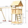 Karibu Kinderspielturm Lotti mit Doppelschaukelanbau aus Holz, Leiter und Turm.