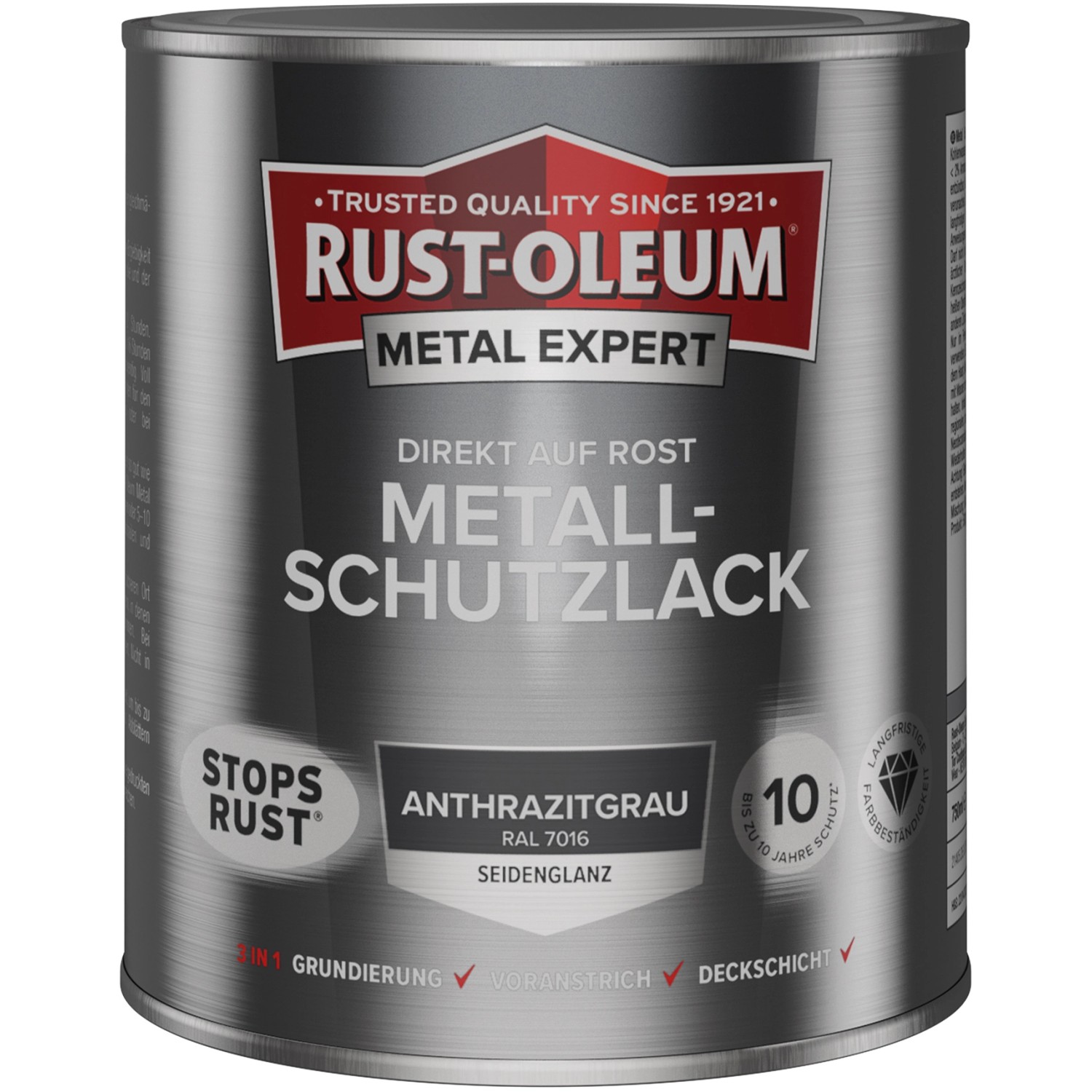 Rust-Oleum Metallschutzlack Seidenglanz RAL 7016 Anthrazitgrau 750 ml