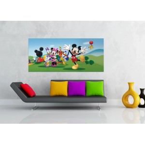 Disney Fototapete mit Micky Maus und Freunden in fröhlichen Farben für Kinderzimmer.