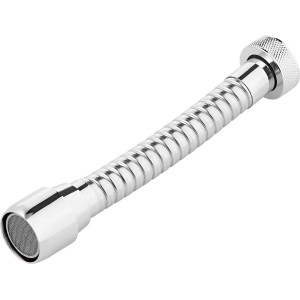 Verchromter Ersatz-Hahnschlauch mit Mischdüse aus Messing, flexibel und verstellbar.